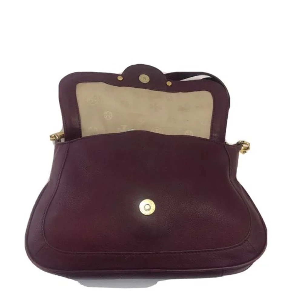 Tory Burch  Handbag Crossbody  Leather plum Burgandy Purse Shoulderbag fully lin